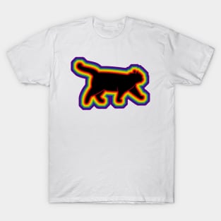 LGBTQ+ rainbow a walking cat silhouette T-Shirt